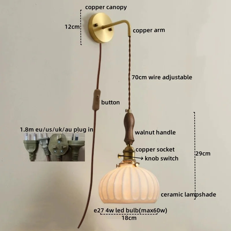 Copper Ceramic LED Wall Lamps - Nordic Modern Design