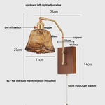 Afralia™ LED Glass & Wood Wall Lamp with Pull Chain Switch for Living Room Bedroom Mirror