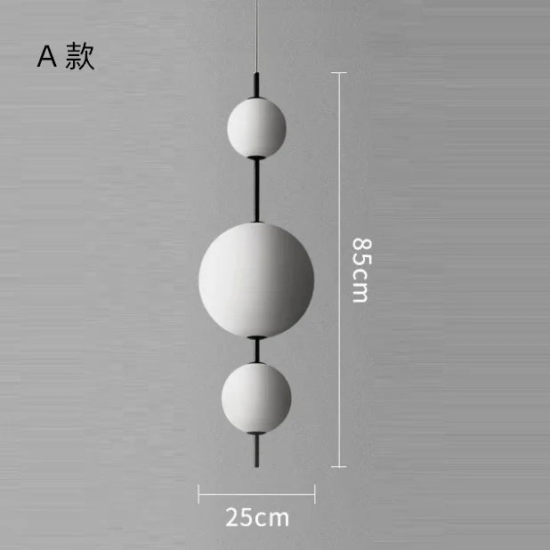 Glass Ball Chandelier Pendant Lamp for Kitchen Island, Designer Vertical Hanging Light