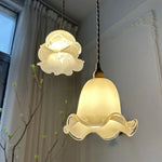 Afralia™ Flower Glass LED Pendant Light Fixture for Bedroom Dining Room Study