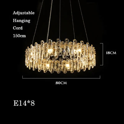 Crystal Dimmable Pendant Light Luminaire for Living Room Bedroom