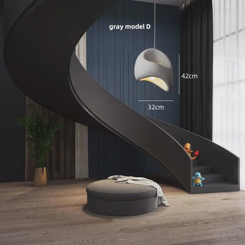 Wabi-sabi Resin Pendant Chandelier | Nordic Villa Stair Decor Droplight