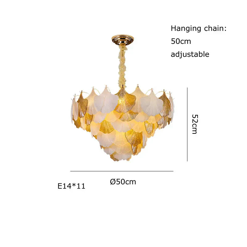 Ginkgo Gold LED Chandelier Fixture for Living Room