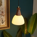 Wood Ceramic LED Pendant Chandelier for Dining Room Bedroom Kitchen Lighting