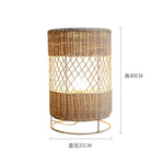 Hand-woven Rattan Floor Lamp: Retro Style for Living Room, Bedroom, Office, Hotel