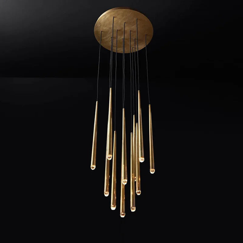Retro Copper Gold Chandelier Pendant Light for Living Room Dining Bar