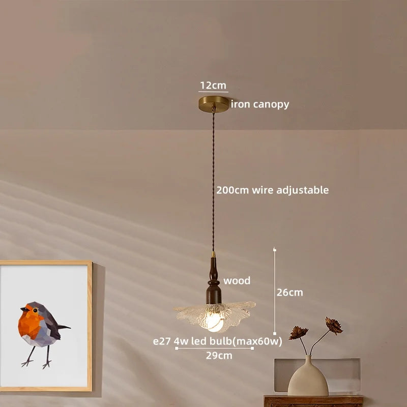 Japanese Style Copper Glass Chandelier Pendant Lights for Living Room Bedroom Bar