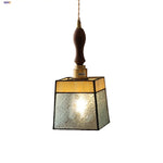 Afralia™ Vintage Flower LED Pendant Light Fixture Japanese Style Wooden Glass Hanging Lamp