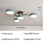 Modern LED Ceiling Lamp - Wood Round Ceiling Lights Macaron Chandelier