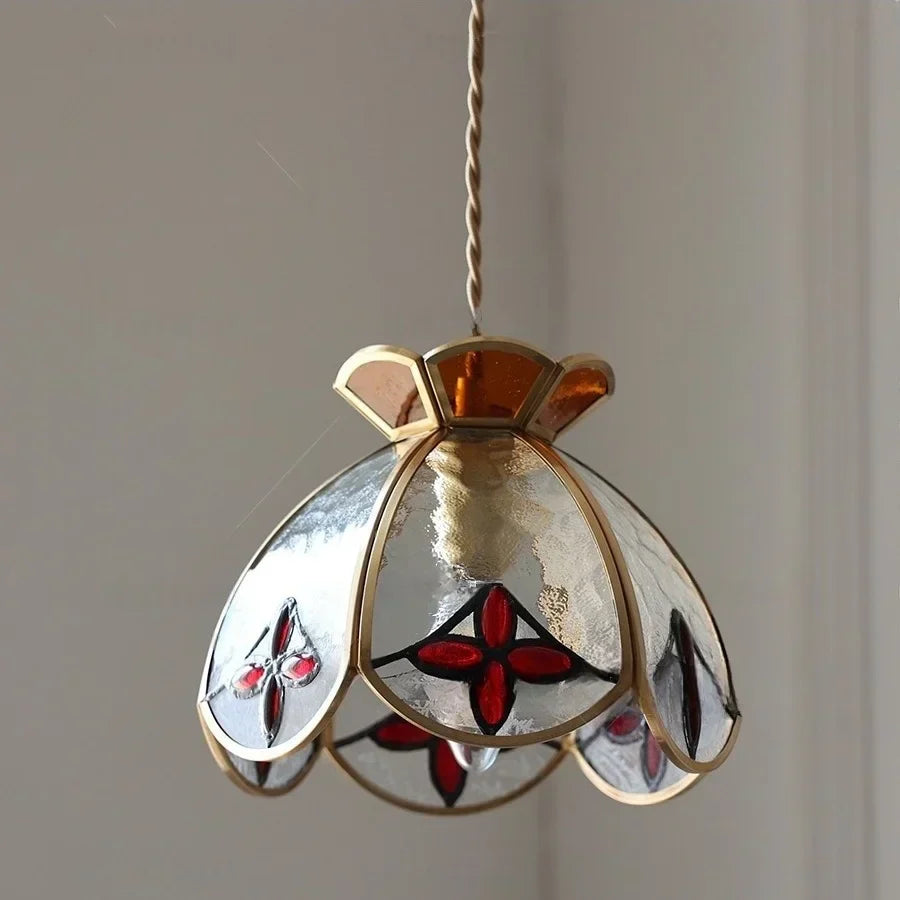 Afralia™ Tiffany Handcraft Glass Pendant Light - Japan Style Dining Room Hanging Lamp
