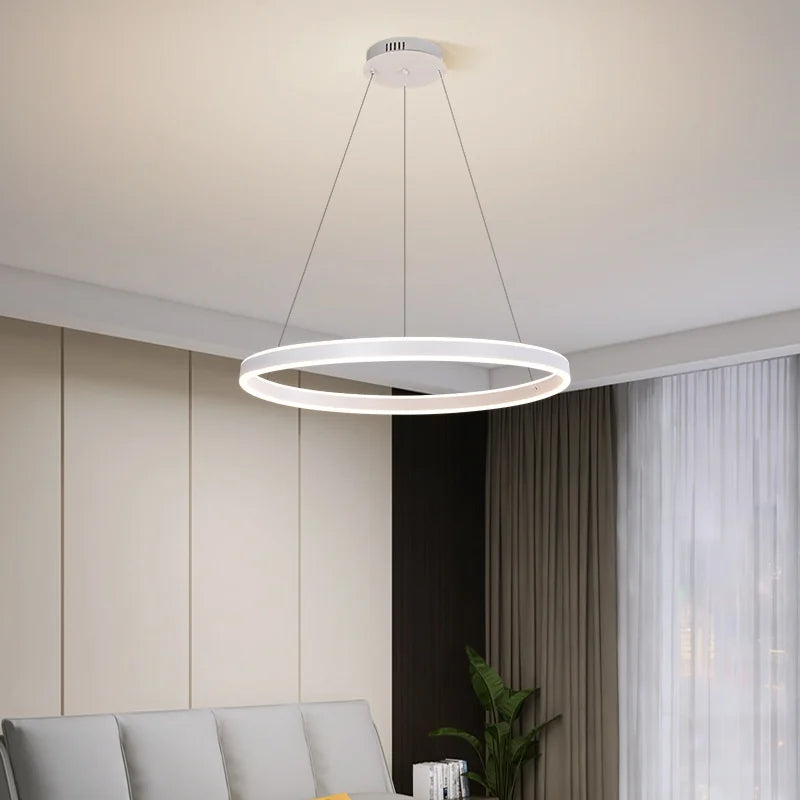 Circle Pendant Chandelier Dimmable LED Lights for Modern Living Room