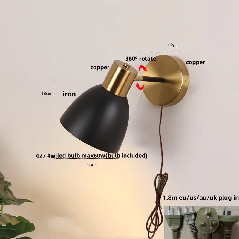 Modern Black Iron LED Wall Sconce for Hallway Bedroom Vanity Bar