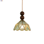 Blue Glass LED Pendant Light: Modern Nordic Tiffany Hanging Lamp for Bedroom & Dining Room