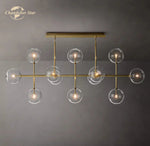 Farmhouse Clear Glass Linear Chandelier - Rustic Chic Pendant Lighting for Dining Room