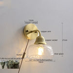 Copper Glass LED Wall Lamp Japanese Style Home Decor Fixture