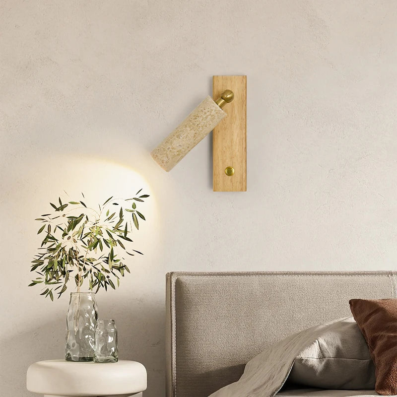 Copper LED Wall Lamp: Modern Nordic Style Mirror Light with Travertine Switch