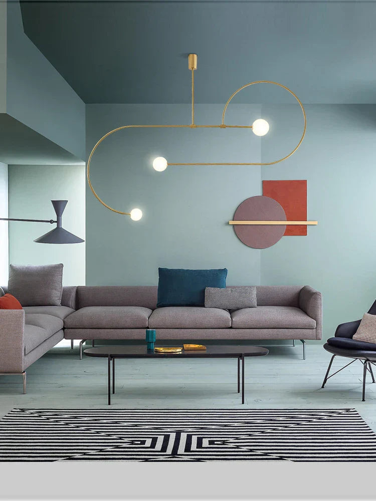 Arc Line Chandelier: Nordic Suspension Pendant for Living Dining Room Kitchen