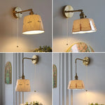 Ceramic Brass LED Wall Light Fixture Pull Chain Switch Bedside Sconce