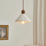 Ceramic Wood LED Pendant Lamp for Home Decor, Hanging Light Fixture
