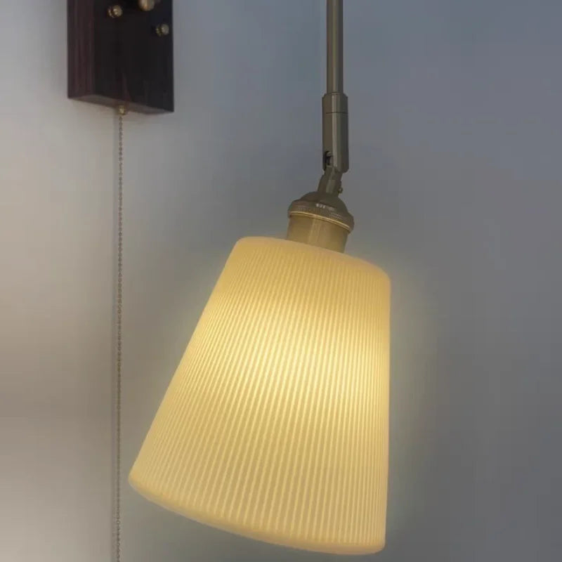 Walnut Wood LED Wall Lights Modern Bedside Sconce Rotate Up Down Left Right