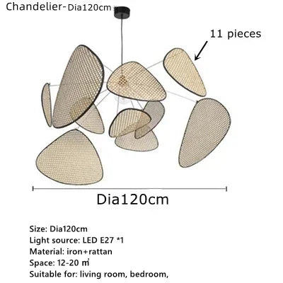Rattan Ceiling Chandelier Pendant Light for Living Dining Bedroom