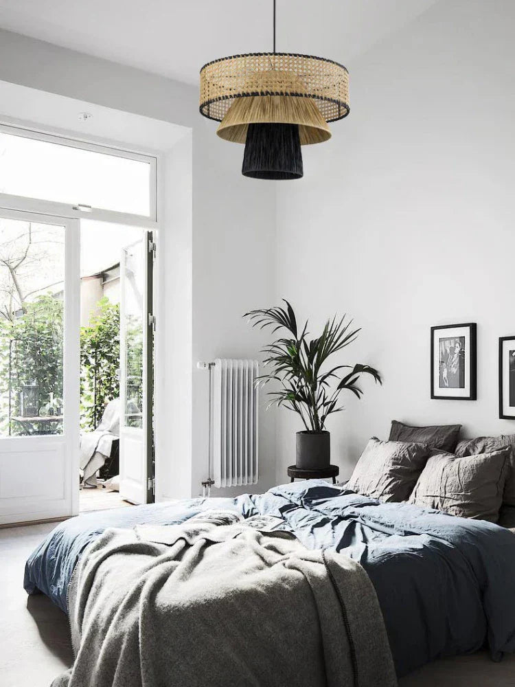 Nordic Rattan Pendant Lights: Retro Woven Chandeliers for Living Room & Restaurant