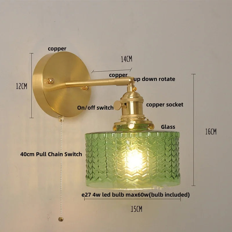 Nordic Modern LED Glass Wall Light Fixture for Bedroom, Living Room, Porch