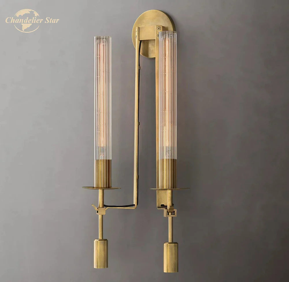 Glass Double Sconce LED Wall Light Retro Fixture Lighting