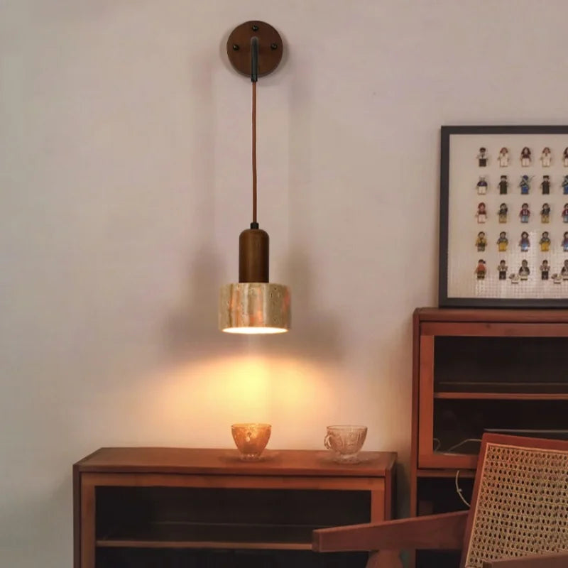 Yellow Travertine LED Wall Lamp for Home Decor