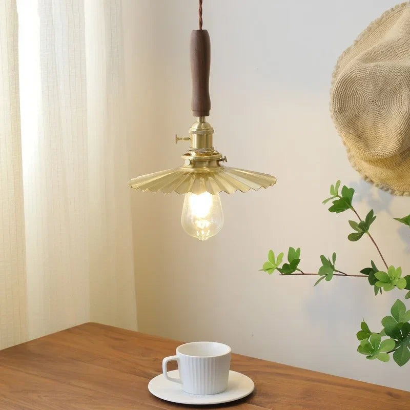 Copper Walnut LED Pendant Lights, Modern Hanging Lamp for Hallway, Bedroom, Dining Room