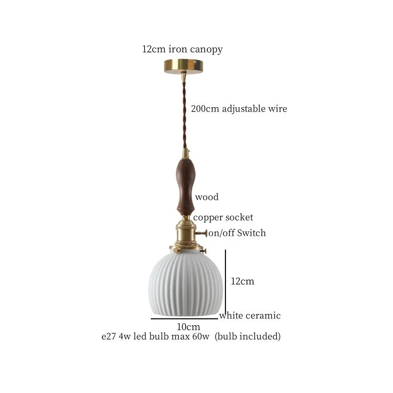 Ceramic LED Hanging Pendant Light - Modern Nordic Design for Home Decor