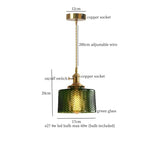 Green Glass LED Pendant Light Fixture - Modern Nordic Hanging Lamp