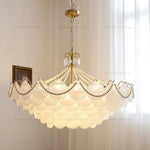 Shell Pearl Glass Crystal Chandelier for Modern Luxury Living Room