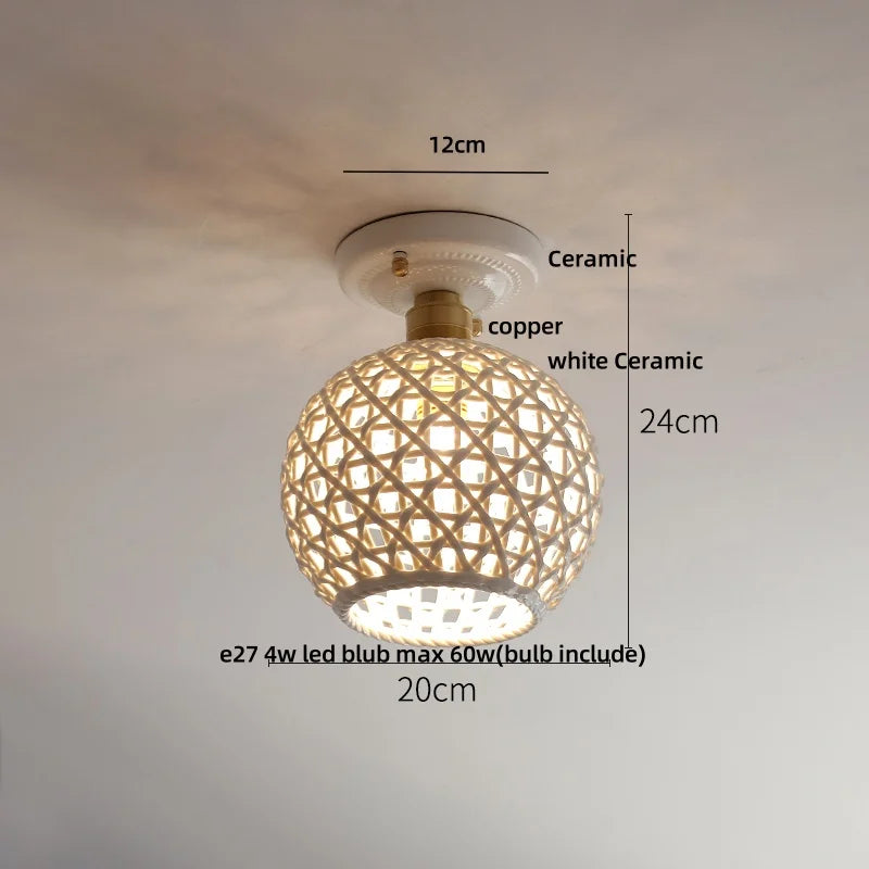 Nordic Modern White Flower Ceramic LED Ceiling Light by Afralia™