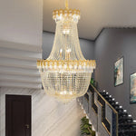 Crystal Chandelier: Luxury Duplex Hotel Living Room Stairwell Design