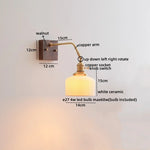 Walnut Copper LED Wall Lights Fixture with Pull Chain Switch - Modern Bedside Lamp