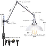 Vintage Loft LED Wall Lights Pull Chain Switch Glass Chrome Wall Lamp