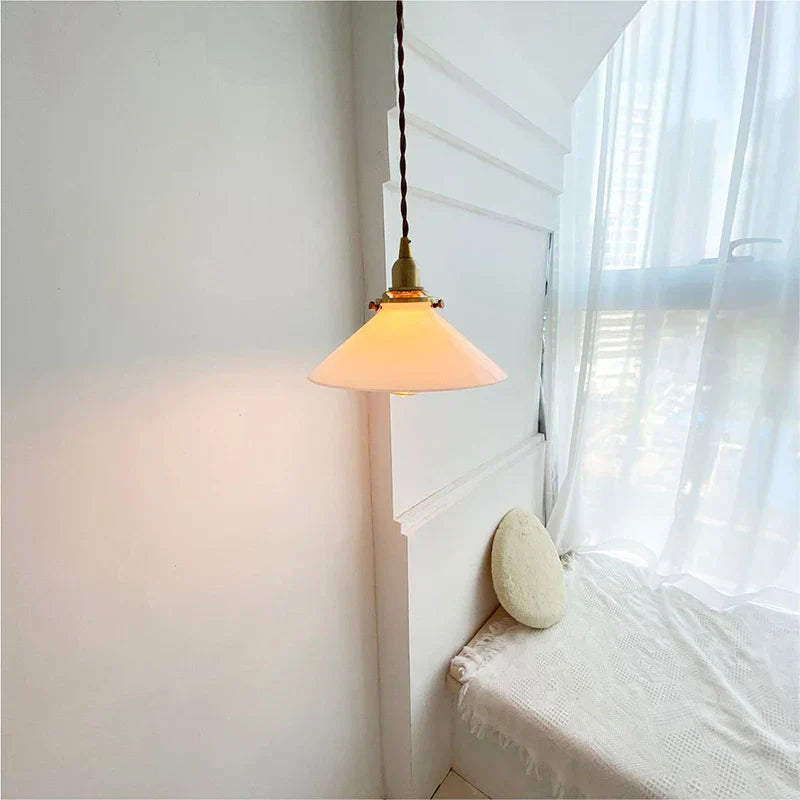 White Glass LED Pendant Lamp Nordic Modern Copper Socket Hanging Lights
