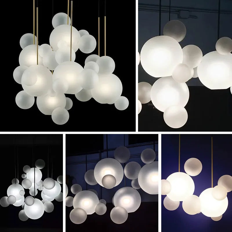 Milky Glass Globes LED Pendant Lights for Dining Room, Modern Luminarias LED Hanging Lamp