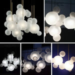 Milky Glass Globes LED Pendant Lights for Dining Room, Modern Luminarias LED Hanging Lamp