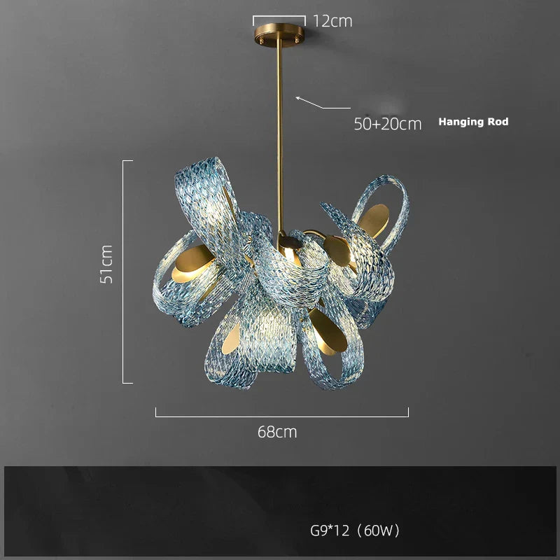 Blue Queen Crystal Glass LED Ceiling Chandelier - Elegant Lighting Fixture for Living Room
