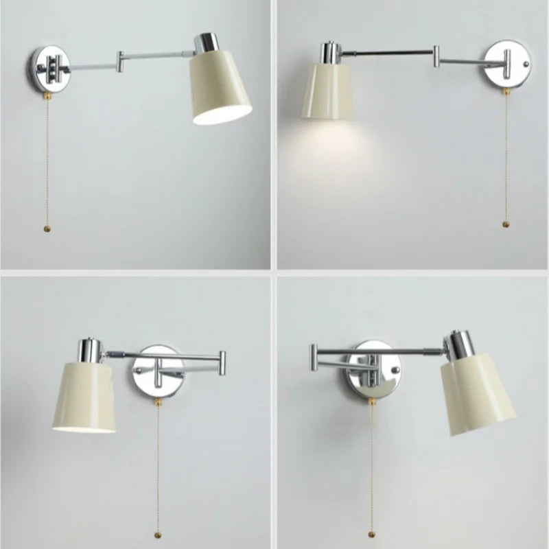 Cream LED Swing Arm Wall Lamp for Living Room Bedroom Mirror Stair Light