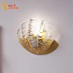 Brass Glass Shell LED Wall Lamp for Luxurious Design Aesthetic