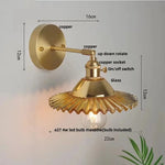 Green Glass LED Wall Lights with Pull Chain Switch - Vintage Copper Sconce