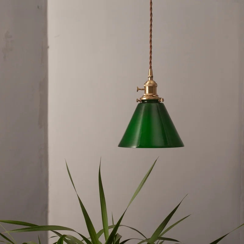 Afralia™ Green Glass LED Pendant Light for Home Decor and Cafe Lighting