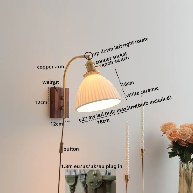 Amber Glass LED Wall Lamp for Modern Nordic Home Decor