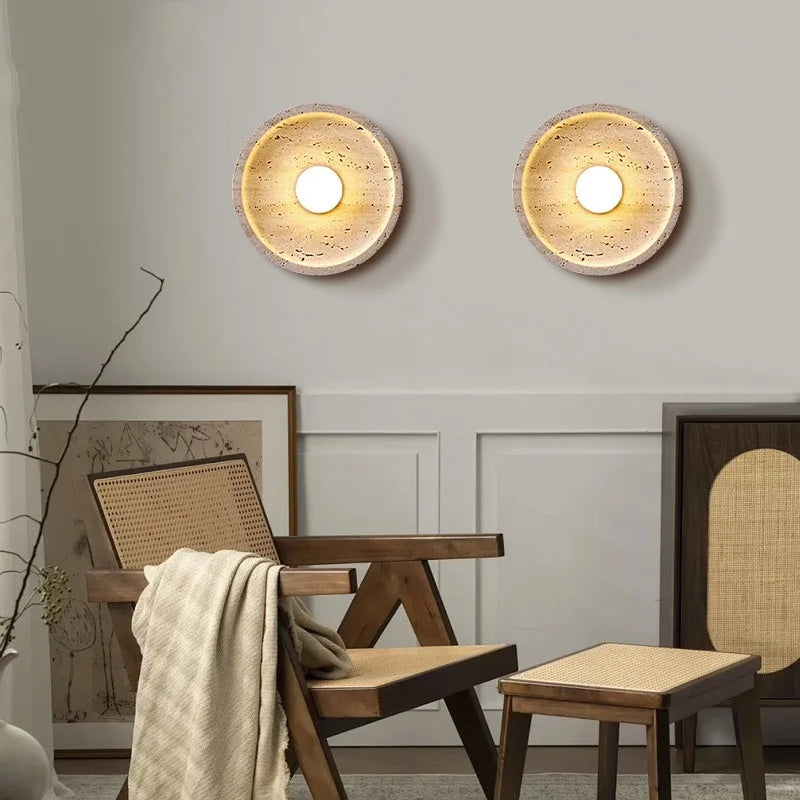 LED Wall Lamp Pull Chain Yellow Stone Modern Mirror Light