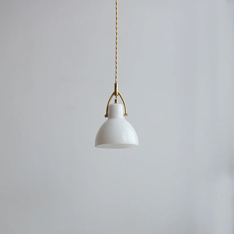 White Glass Copper LED Pendant Lights - Modern Nordic Kitchen Bar Lamp