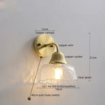 Copper Glass LED Wall Lamp Japanese Style Home Decor Fixture