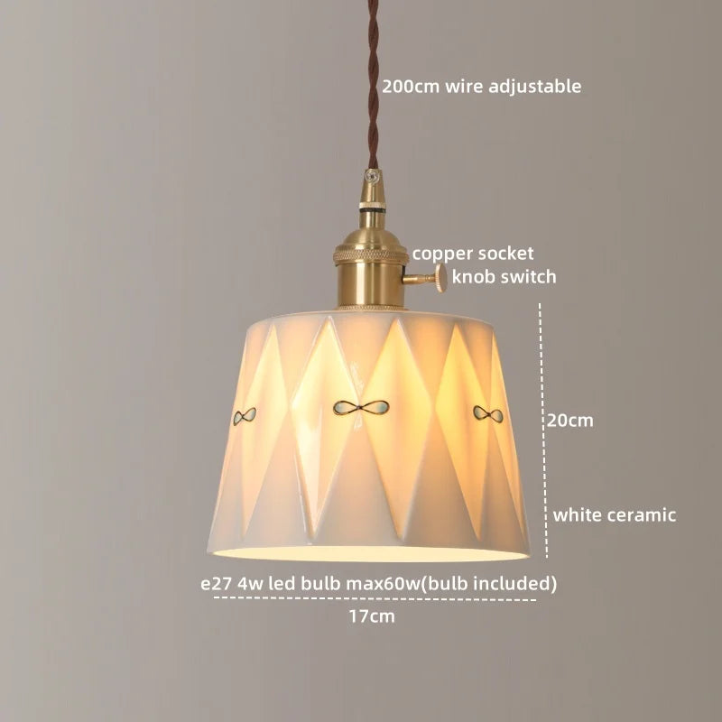 Ceramic LED Pendant Lights: Japanese Style for Living Room, Bedroom, Dining Room